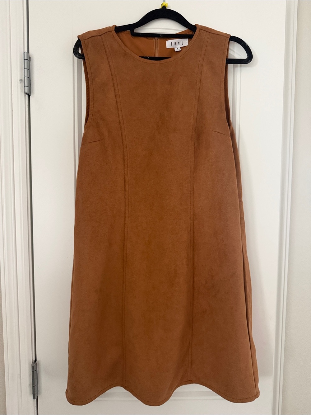THML Faux Suede Sleeveless Mini Dress - Brown
